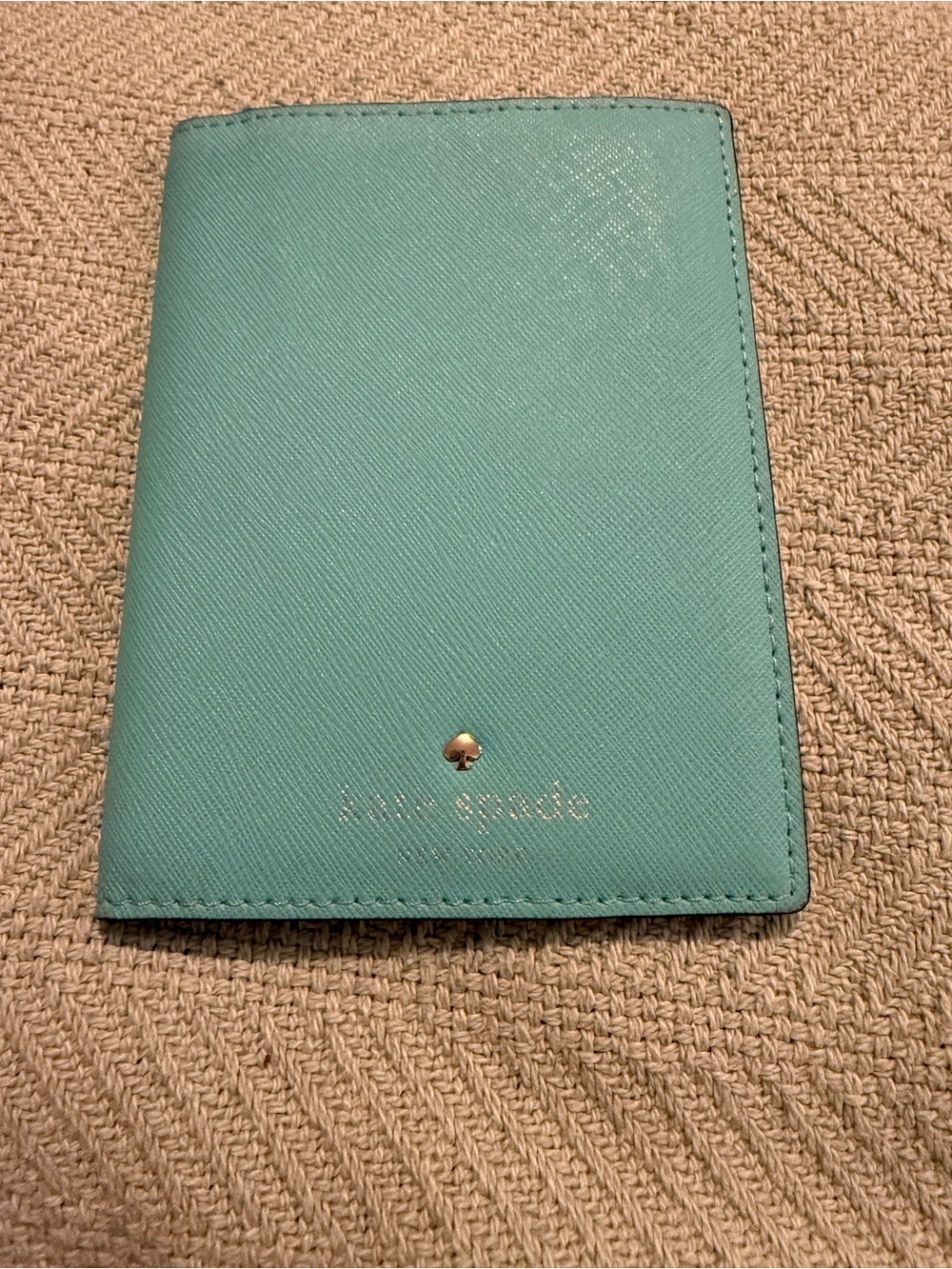 kate spade Teal Blue Passport Cover with Logo Print